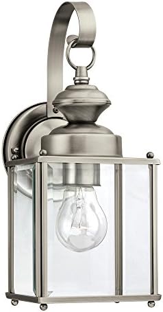 Sea Gull Lighting 8457-965 Jamestowne Transitional One - Light Outdoor Wall Lantern Outside Fixture Antique Brushed Nickel Finish