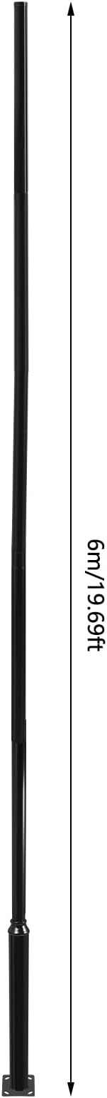 Street Light Pole Black Outdoor Galvanized Solar Street Lamp Post Split Street Lamp Post Outdoor Street Courtyard Parking Lot Lighting Post w/Mounting Rebar Cage for Street (19.7ft 114+76mm)