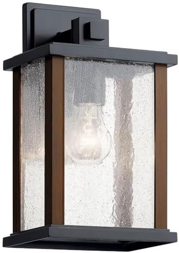 Kichler Marimount 12.75 Outdoor Wall Light in Black 1-Light Exterior Wall Sconce with Clear Ribbed Glass (12.75 H x 7.5 W) 59017BK