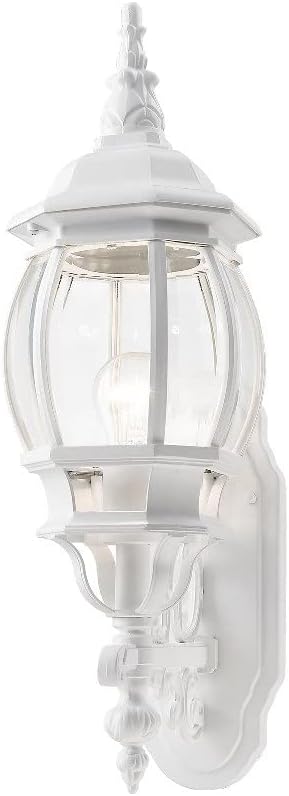 Livex Lighting 7520-13 Frontenac Traditional 1-Light Outdoor Wall Lantern with Clear Beveled Glass Shades 21 x 7 x 21 White