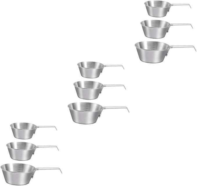 GANAZONO 9pcs Stainless Steel Mixing Bowls Collapsible Camping Bowl Portable Handle Dishwasher Safe
