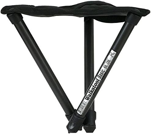 Walkstool - Basic Model - Black Color - 3 Legged Folding Stool in Aluminium - Height 20 to 24 - Maximum Load 330 to 385 lbs - Made in Sweden