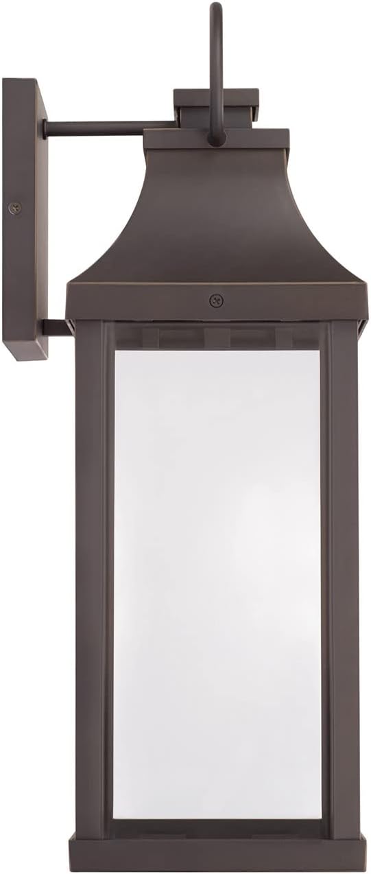 Capital Lighting 946421OZ-GL Bradford Night Sky Clear Glass Rectangular Outdoor Wall Lantern 1-Light 7 Watt 21 H x 7 W Oiled Bronze