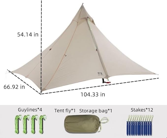 ASTA Gear Fengyin 2 Pyramid TentPortable Ultralight Tent Waterproof 1-2 Person for OutdoorCampingHikingBackpacking