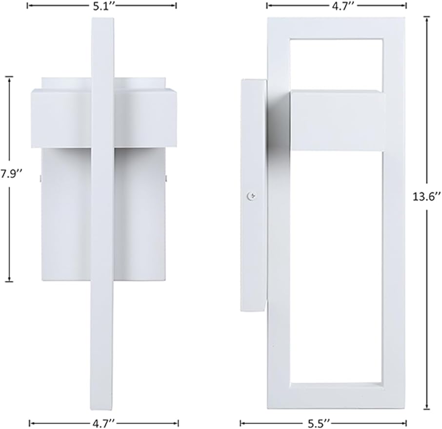 LamQee Outdoor Wall Lights Modern Exterior Lighting Fixtures 3000K Integrated LED Outdoor Wall Sconce Lighting Matte White Outside Wall Mount Lights for House Front Door Porch Garage Patio 1 Pack