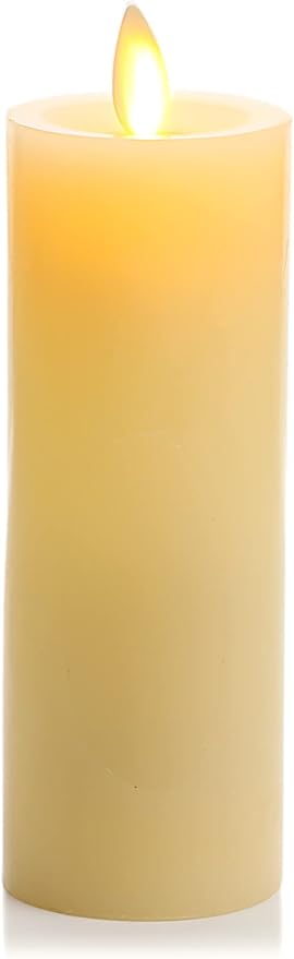Luminara Classic Slim Flameless LED Candle Ivory 2 x 6.1 Battery Operated Moving Flame Pillar w/Timer Safe Realistic Wax Candle Home Decor