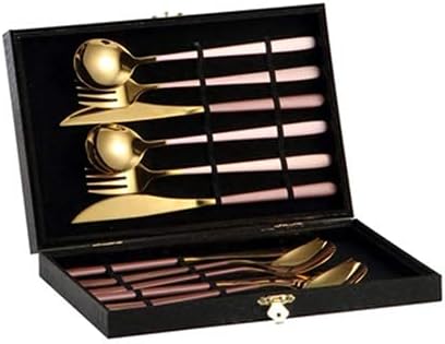 12-Piece Cutlery Silverware Set Stainless Steel Flatware Service for 4 Cutlery Include Knife/Fork/Spoon Mirror Polished Dishwasher(Pink)