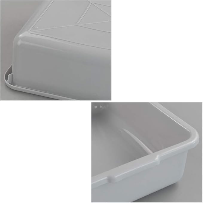 Wekioger 4 Packs 8L Small Commercial Bus Tubs Grey Bus Box Wash Basin 14.85 x 10.8 x 4.1