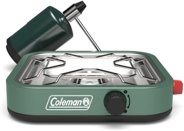 Coleman Cascade 18 1-Burner Camping Stove Portable Cooktop with 8000 BTUs &amp Matchless Lighting Fits 12-Inch Pan Great for Outdoor Cooking Camping Tailgating Grilling BBQs &amp More