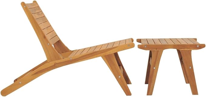 Patio Chair with Footrest Solid Teak Wood Lounge Chair Outdoor Furniture for Garden and Patio Relaxation Reclining High Back with Detachable Footrest Durable Teak Wood Easy Assembly