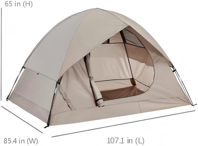 Spacious Waterproof 2/4 Person 4-Season Tent with Big Rain Fly – Versatile Outdoor Camping Tent for Hiking Backpacking and Festivals – Easy Setup &amp Durable Design