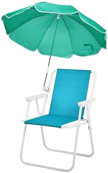 Folding Beach Chair with Umbrella for Adults Lightweight Portable Camping Chair with 265lbs Capacity Adjustable Sun Shade &amp Carry Bag for Travel Picnic Concert &amp Outdoor Mint Green