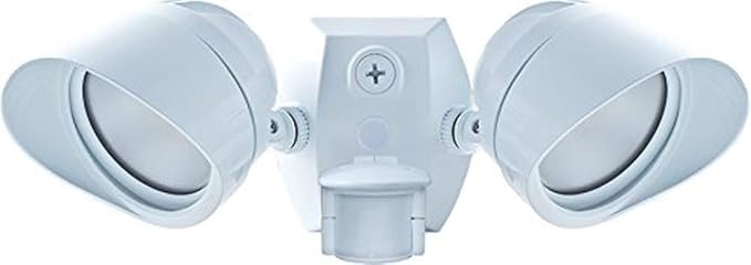 RAB Lighting SMSBULLET2X12NW Two Adjustable LED Floodlight with 180-Degree Detection Motion Sensor White Hardwired
