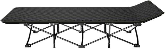 Folding Cot Lounge Chair with Removable Cushion Portable Heavy Duty Adjustable Pillow Reclining Compact Design for Outdoor Beach Camping Patio Garden
