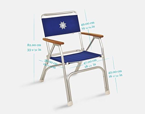 FORMA MARINE Boat Chair Blue Deck Folding Marine Aluminum Teak Furniture M100B