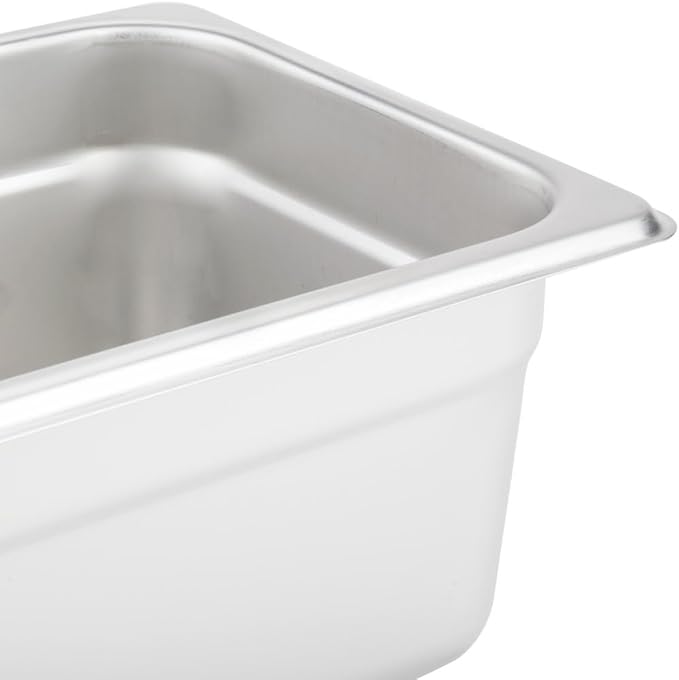 Soro Essentials- 1/4 Size 4 Deep Stainless Steel Anti-Jamming Steam Table Pan 22 Gauge- Chafer Food Pan Stackable Anti-Jam Steam Pans for Hotel Restaurant Supplies Party Buffet Event Catering