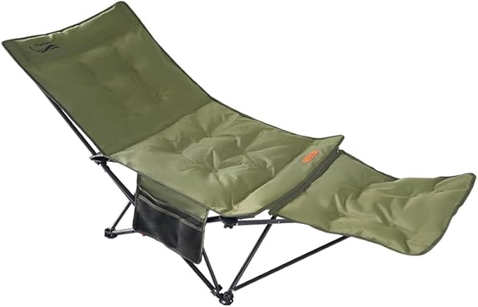 Camping Outdoor Folding Chair Portable Can Sit Lie Fishing Beach Lunch Break Barbecue (Army Green)