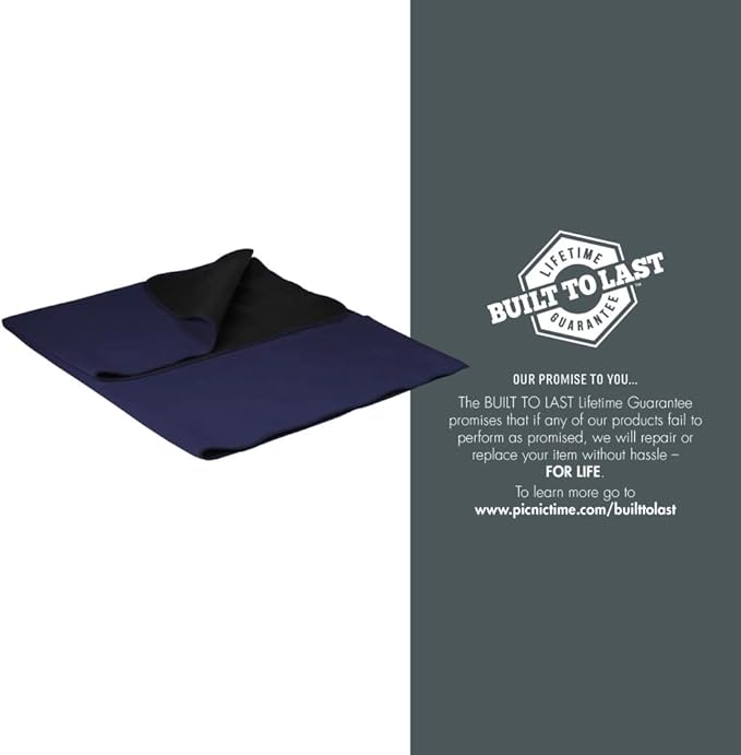 PICNIC TIME NFL Denver Broncos Blanket Tote Outdoor Picnic Blanket - Beach Blanket - Camping Blanket (Navy Blue with Black Flap)