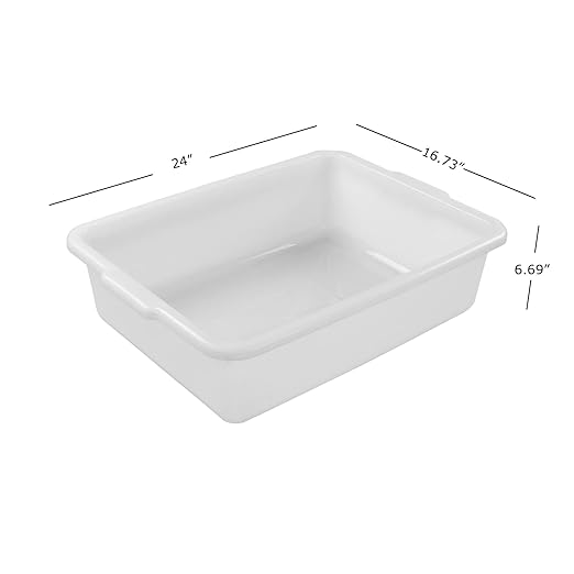 32 L Plastic Rectangle Large Bus Box White Large Commercial Bus Tub 4-Pack