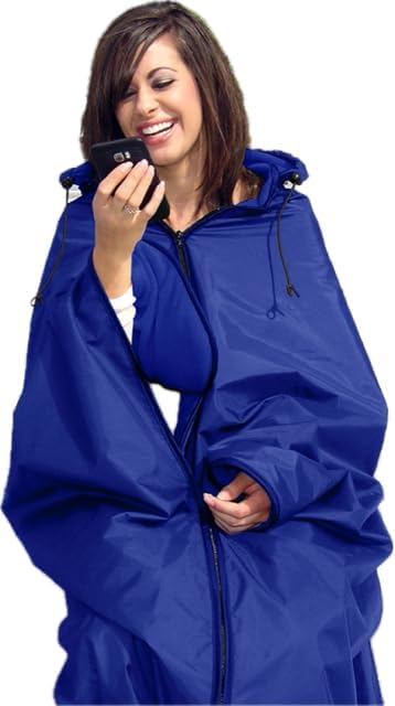 Ultimate SportsWrap - Patented - The Only Wearable Weatherproof/Stadium/Picnic/Sports Blanket Complete with Upper and Lower Zippers Lined &amp Adjustable Hood and Inside Hand Warmers 70 X 58