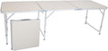 Folding Camping Table4FT Aluminum Folding Picnic Table with 3 Adjustable HeightHeavy Duty 3 Fold Utility TableIndoor Outdoor Portable Lightweight Beach Accessories with Carrying Handle (White)