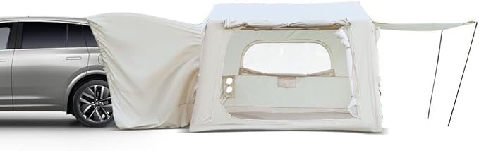Inflatable SUV Tent for Camping - 4-6-8 Person 4 Season Waterproof Oxford Tailgate-Attachable &amp AC Compatible Easy Setup with Air Pump Air-Inflated Glamping Tent for Adults
