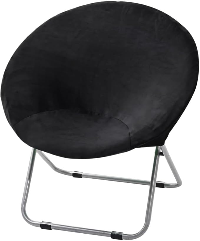 Comfortable Folding Moon Chair with Backrest - Adult Lazy Sofa for Leisure &amp Beach(Black)