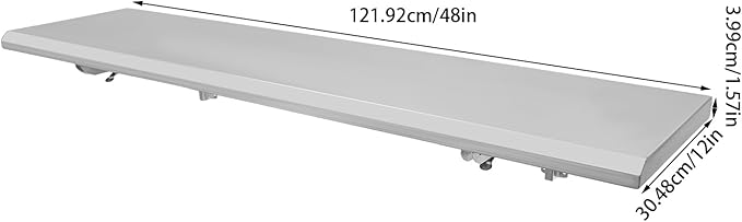 48 L x 12 W Folding Concession Shelf Wall Mount Folding Shelf Stainless Steel Folding Concession Shelf Drop Down Serving Window Concession Food Serving Shelf for Food Truck Food Trailer