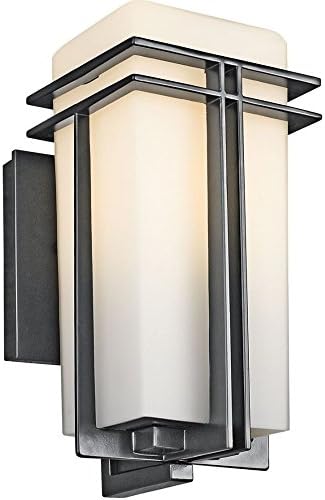 Kichler Tremillo 11.75 Outdoor Wall Lightin Black 1-Light Exterior Wall Sconce Porch Light with Satin Etched Cased Opal Glass (11.75 H x 5.75 W) 49200BK