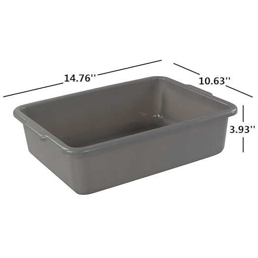 4-Pack 8 Liters Dish Wash Basin Commercial Dish Pans Bus Tubs Grey