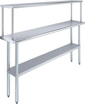 Stainless Steel Work Table with Wide Single Tier Overshelf | Metal Kitchen Prep Table &amp Shelving Combo (14 x 72 Work Table + 12 Overshelf)