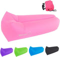 Inflatable Lounger Air Chair Sofa Bed Sleeping Bag Couch for Beach Camping Lake Garden(Pink)