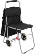 Creative Mark The ArtComber Folding Big Wheeled Portable Rolling Chair/Art Cart with Storage - Black