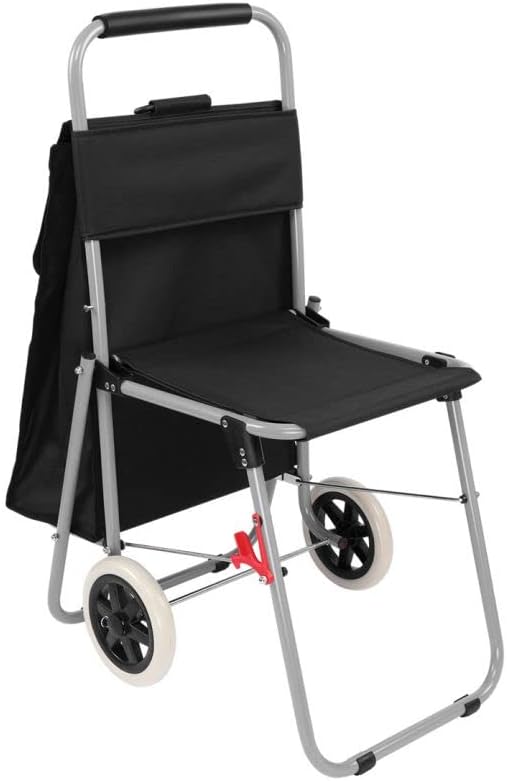 Creative Mark The ArtComber Folding Big Wheeled Portable Rolling Chair/Art Cart with Storage - Black