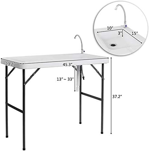 Fish Table Portable Cutting Cleaning Table for Fish Portable Sink Fish Fillet Hunting Table with Faucet and Drain Hose