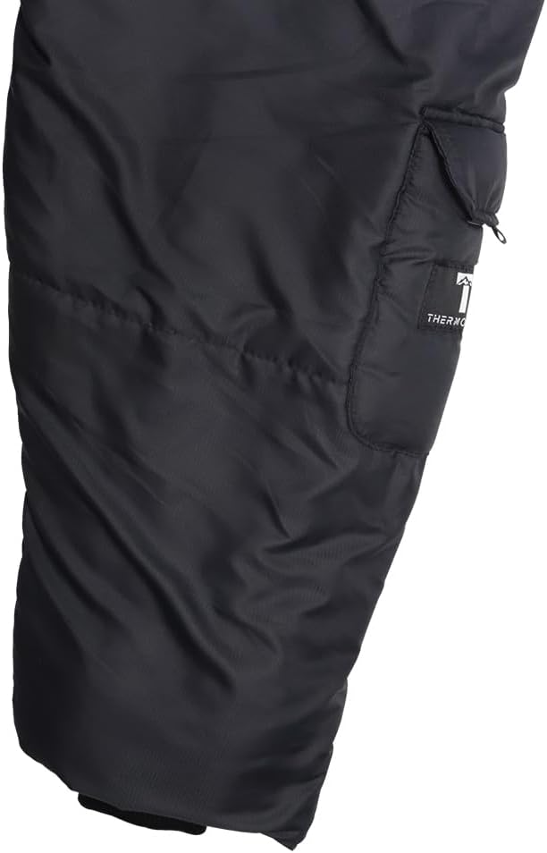 Thermotuff Wearable Fur-Lined Sleeping Bag Long Sleeves Pockets &amp Adjustable Drawstring - Ideal for Camping Cold Weather Hiking and Stadium Sak Blanket Black (L-XXL)