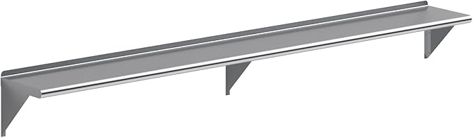NSF Certified 18 Gauge Heavy Duty Stainless Steel Wall Shelf with Brackets for Kitchens Utility Rooms Storage Offices &amp Home (96x12)