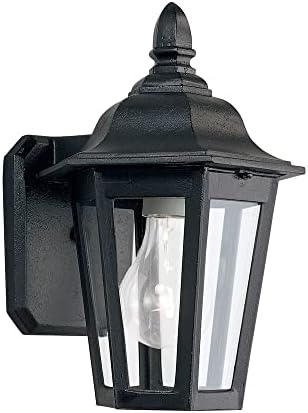 Generation Lighting 1-Light Brentwood Outdoor Wall Lamp Black 8822-12 Outdoor Lights Make Charming Wall Lamps for Outdoor Decor Wall Light Fixture Uses A19 Standard or LED Light Bulb