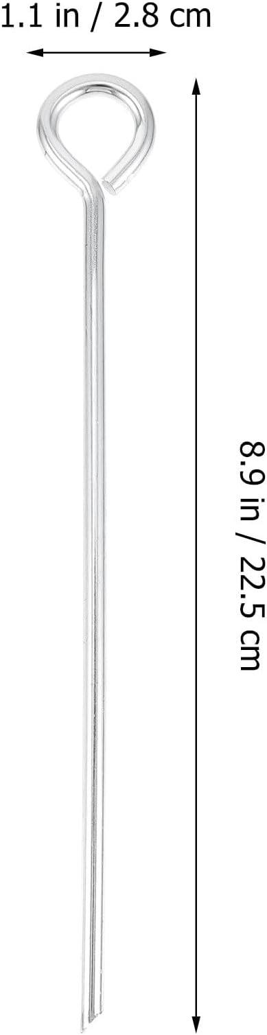 Luxshiny 10pcs Outdoor Tent Stakes Metal Ground Pegs Galvanized Round Loop Camping Tent Anchors 6x230mm for Hiking and Garden Use