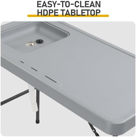 Portable Outdoor Fish Cleaning Table Hdpe Folding Fillet &amp Hunting Processing Station with Sink Tables for Camping Kitchen Garden Camp Kitchen Tables Outdoor Prep Table Portable Sink Statio