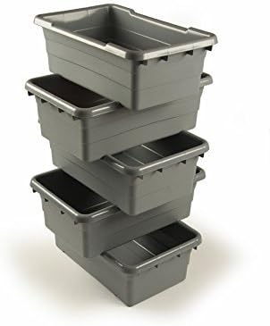 ULTRASOURCE Food Approved Bus Totes/Meat Lug (4 Totes and Matching Lids Blue)