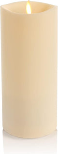 Luminara Outdoor Flameless LED Ivory Candle Melted Edge 3.75 x 9 Real Moving Flame Battery Operated Timer Plastic Weather-Resistant