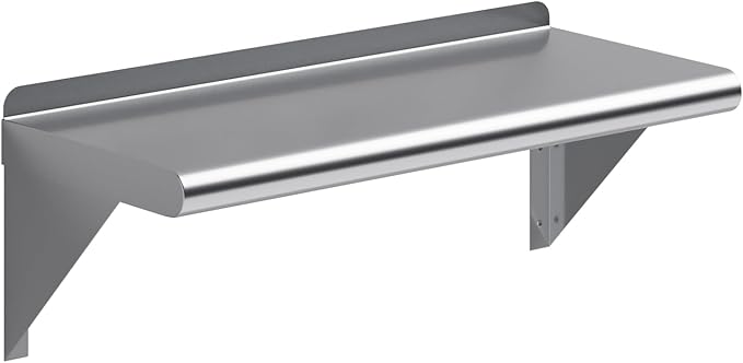 AmGood 10 X 24 Stainless Steel Wall Shelf | Metal Shelving | Garage Laundry Storage Utility Room | Restaurant Commercial Kitchen | NSF