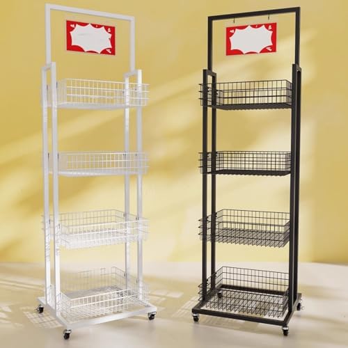4 Tier Metal Wire Snack Display Rack Versatile Storage Shelf for Fruits Vegetables Perfect for Kitchen Office Retail &amp Markets