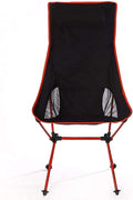 Collapsible Lightweight Backpack Chair High Back Recliner Camping Chair Portable Folding Outdoor Seater with Storage Bag Red