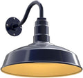 Steel Lighting Co. | Dusk to Dawn | Gardena Barn Light | Outdoor Wall Mounted | 16 Dome | 11 Gooseneck | Farmhouse Light Made in America | Navy Blue/Brass