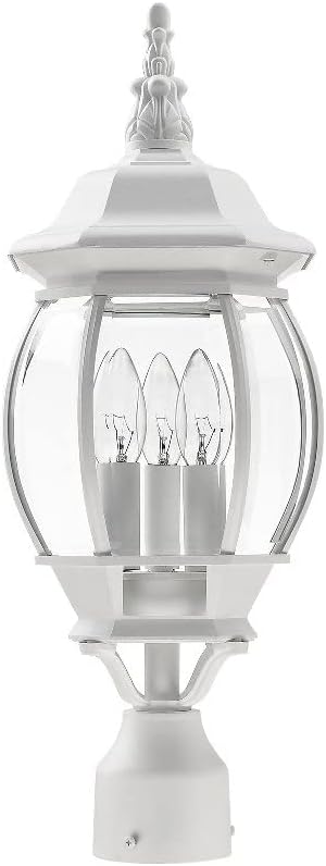 Livex Lighting 7526-14 Frontenac Traditional 3-Light Outdoor Post Top Light with Clear Beveled Glass Shades 22 x 8 x 22 Black