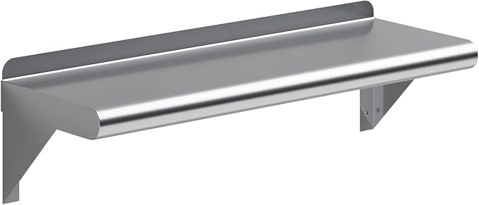 AmGood 8 in. x 24 in. Stainless Steel Wall Shelf | NSF | Metal Shelving | Garage Laundry Storage Utility Room | Restaurant Commercial Kitchen
