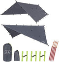 Gold Armour Rainfly Tarp Hammock Premium 14.7ft/12ft/10ft/8ft Rain Fly Cover Waterproof Ultralight Camping Shelter Canopy Survival Equipment Gear Camping Tent Accessories (Gray 10ft x 10ft)