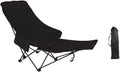 Folding Chaise Lounge Chair Reclining Chair Foldable Heavy Duty Stable Recliner Lounger for Garden Fishing Sports Patio Beach Black